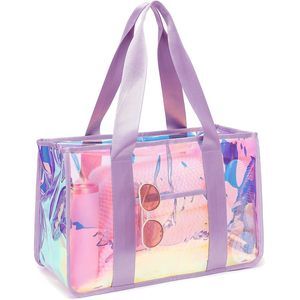 Iridescent Clear Beach Bag, Large Pool Tote Cruise Vacation O_O